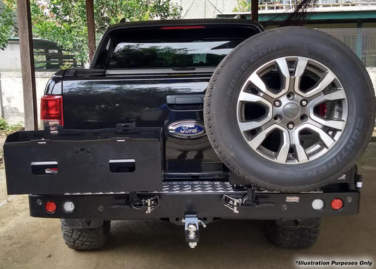 REAR BAR FORD RANGER PX 2011+ WITH SINGLE WHEEL CARRIER & DUAL JERRY CAN HOLDER (BW80-4140)