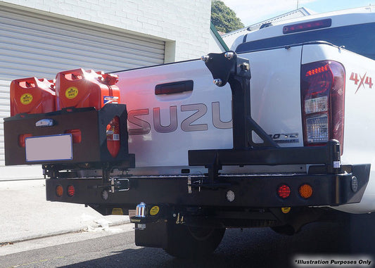 REAR BAR - ISUZU DMAX 2012-19 WITH SINGLE WHEEL CARRIER & DUAL JERRY CAN HOLDER (BW80-4139)